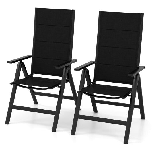 Outdoor Dining Chair with Soft Padded Seat and 7-Position Adjustable Backrest-Black