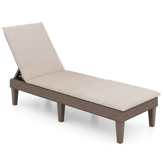 Patio Lounge Outdoor Recliner Chair with Cushion 3-Position Adjustable Backrest-Gray