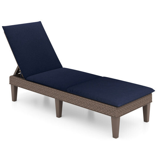 Patio Lounge Outdoor Recliner Chair with Cushion 3-Position Adjustable Backrest-Gray