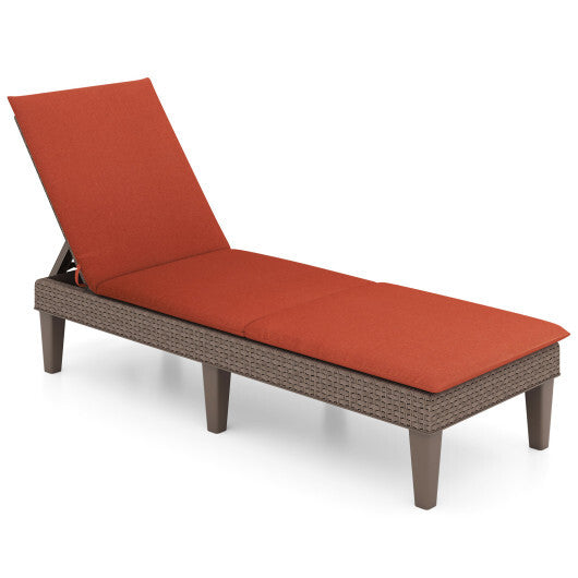 Patio Lounge Outdoor Recliner Chair with Cushion 3-Position Adjustable Backrest-Gray
