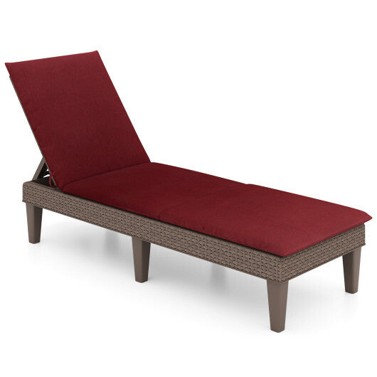 Patio Lounge Outdoor Recliner Chair with Cushion 3-Position Adjustable Backrest-Gray