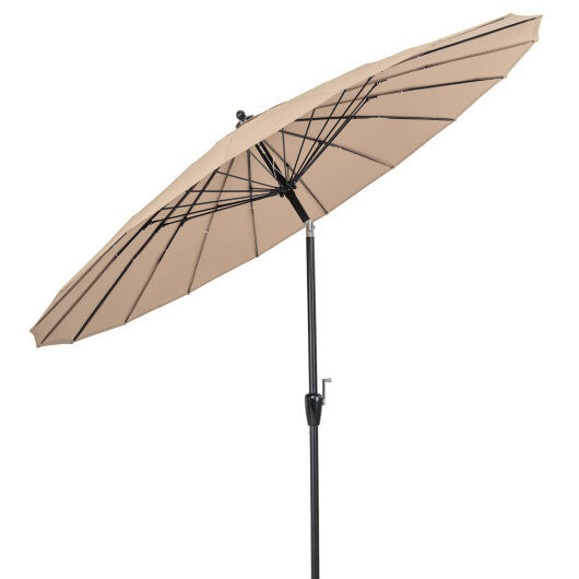 9 Feet Round Patio Umbrella with 18 Fiberglass Ribs-Wine