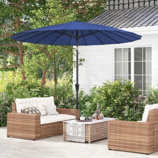 9 Feet Round Patio Umbrella with 18 Fiberglass Ribs-Wine