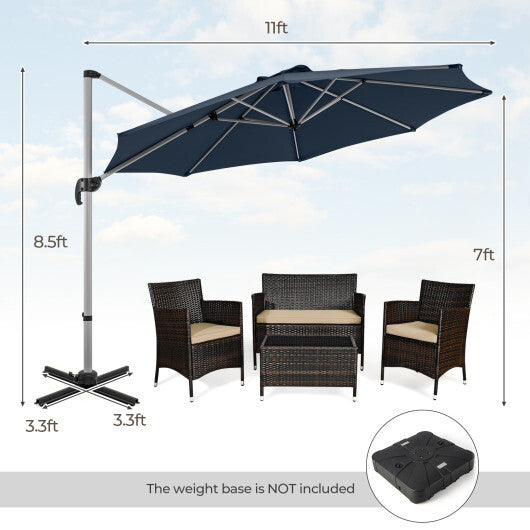 11 FT Outdoor Patio Umbrella with 360? Rotation and Adjustable Tilt-Navy