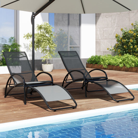 2-in-1 Outdoor Rocking Chair with 4-Position Adjustable Backrest for Patio Porch Poolside-Beige