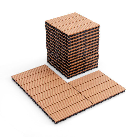 12 x 12 Inch 18 Piece All Weather Interlocking Deck Tiles for Splicing Area-Gray