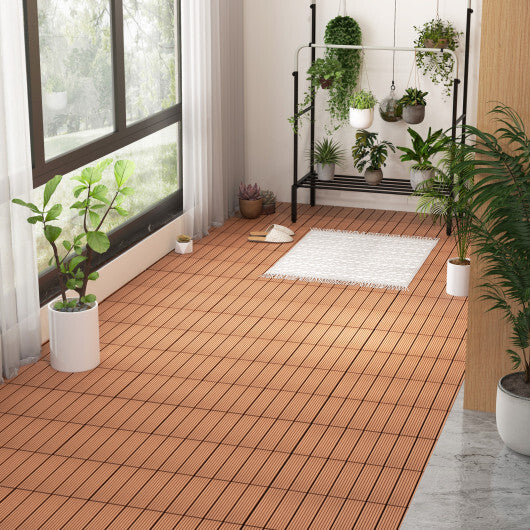 12 x 12 Inch 18 Piece All Weather Interlocking Deck Tiles for Splicing Area-Gray