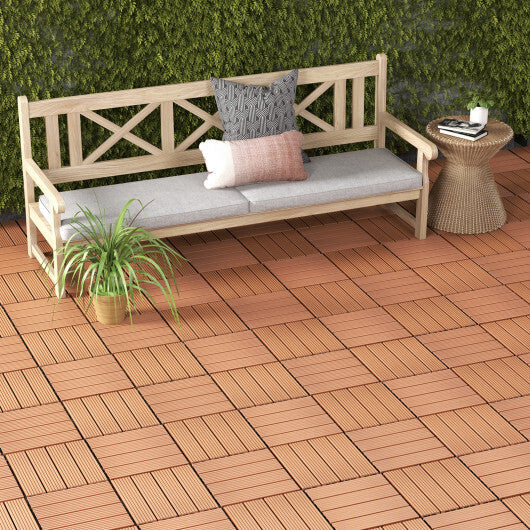 12 x 12 Inch 18 Piece All Weather Interlocking Deck Tiles for Splicing Area-Gray