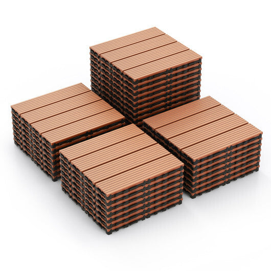 12 x 12 Inch 18 Piece All Weather Interlocking Deck Tiles for Splicing Area-Gray
