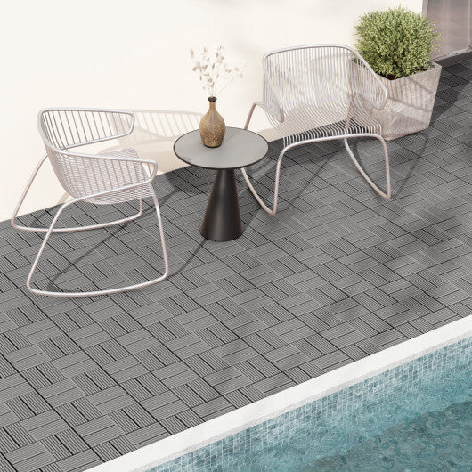 18 Pieces 12 x 12 Inch All Weather Interlocking Deck Tiles-Brown