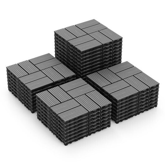 18 Pieces 12 x 12 Inch All Weather Interlocking Deck Tiles-Brown