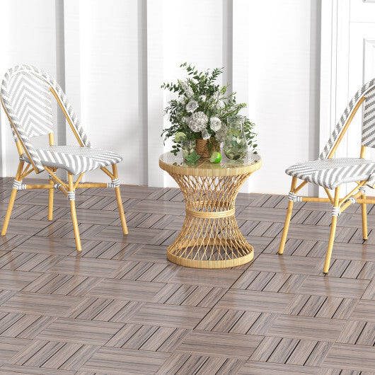 18 Pieces 12 x 12 Inch Interlocking Deck Tiles for 1.7m Total Splicing Area-Brown