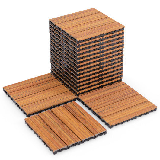 18 Pieces 12 x 12 Inch Interlocking Deck Tiles for 1.7m Total Splicing Area-Brown