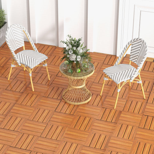 18 Pieces 12 x 12 Inch Interlocking Deck Tiles for 1.7m Total Splicing Area-Brown
