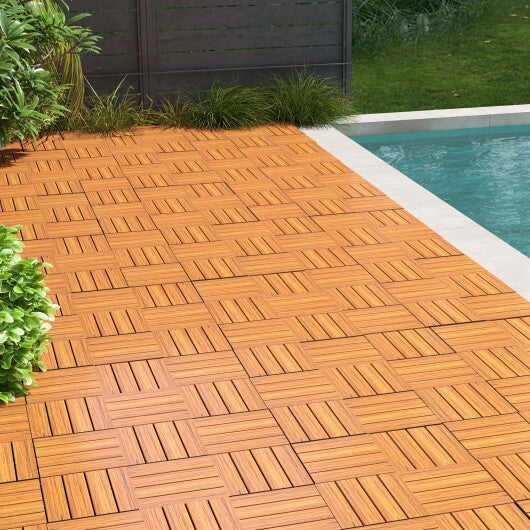 18 Pieces 12 x 12 Inch Interlocking Deck Tiles for 1.7m Total Splicing Area-Brown