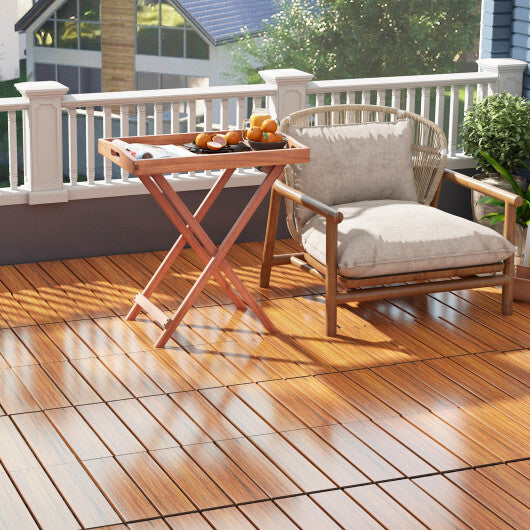 18 Pieces 12 x 12 Inch Interlocking Deck Tiles for 1.7m Total Splicing Area-Brown