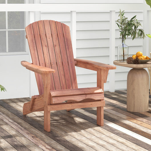 1 Piece Folding Adirondack Chair with High Backrest and Wide Armrests-Gray