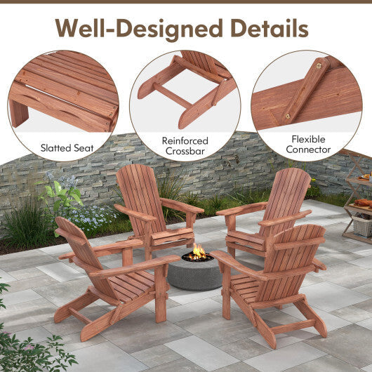 1 Piece Folding Adirondack Chair with High Backrest and Wide Armrests-Gray