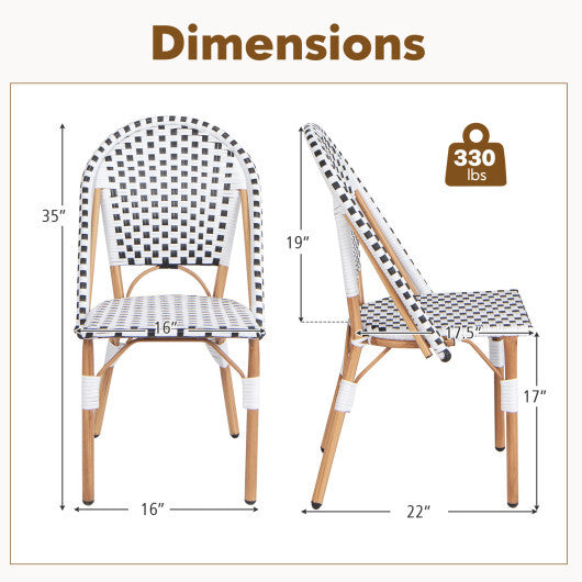 French Bistro Chair Set of 2 with Galvanized Metal Framex-White