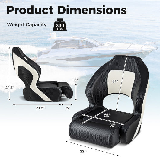 Captain Bucket Seat with Waterproof PVC Leather for Sightseeing Boat-Black