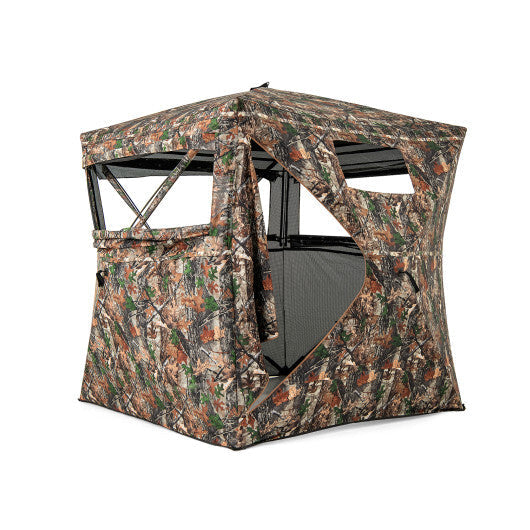 82 Inch Tall Hunting Blind 270 One Way See Through Ground Tent for 3-4 People