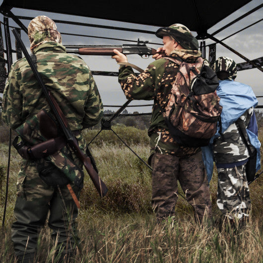 82 Inch Tall Hunting Blind 270 One Way See Through Ground Tent for 3-4 People