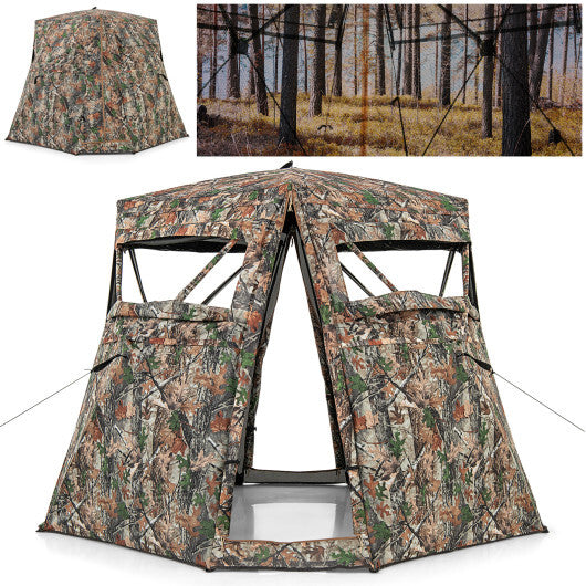 360 One Way See Through Ground Hunting Blind for Deer and Turkey Hunting