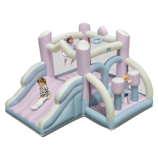 Kids Bounce House with Slide and 2 Boxing Columns for Party without Blower