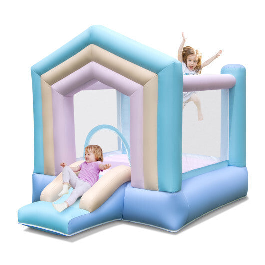Kids Bounce House with Slide and Basketball Rim Bouncy Castle for Party without Blower