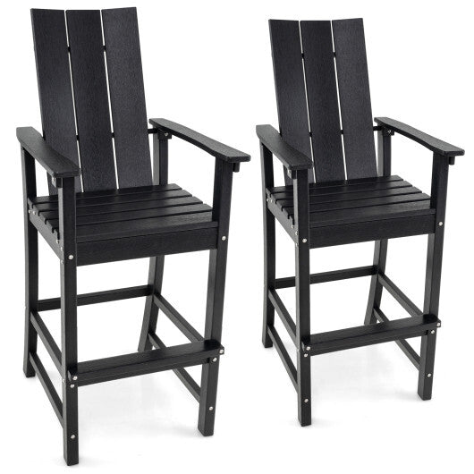Tall Adirondack Chair Outdoor Bar Stool with Ergonomic Backrest for Backyard-Gray