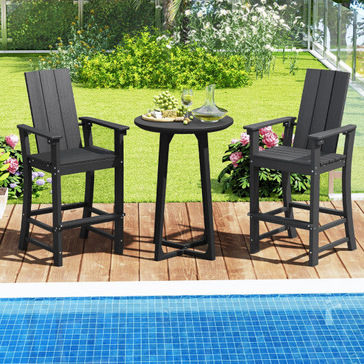 Tall Adirondack Chair Outdoor Bar Stool with Ergonomic Backrest for Backyard-Gray