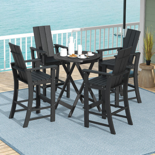 Tall Adirondack Chair Outdoor Bar Stool with Ergonomic Backrest for Backyard-Gray