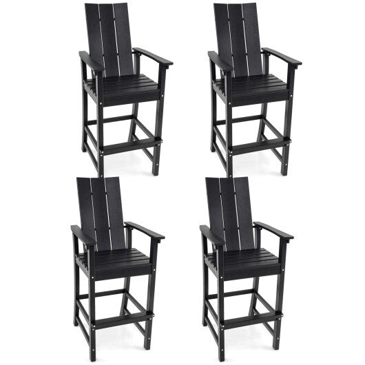 Tall Adirondack Chair Outdoor Bar Stool with Ergonomic Backrest for Backyard-Gray