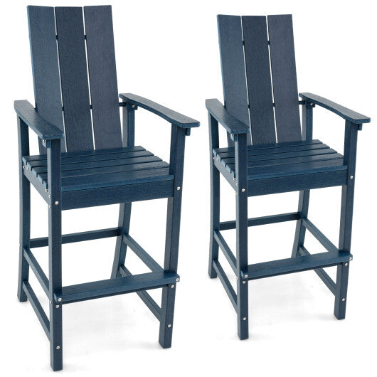 Tall Adirondack Chair Outdoor Bar Stool with Ergonomic Backrest for Backyard-Gray