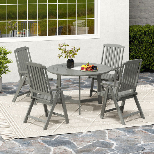 Foldable Patio Chair All-Weather HDPE Outdoor Dining Chair with Armrest-Gray