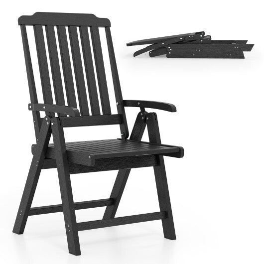 Foldable Patio Chair All-Weather HDPE Outdoor Dining Chair with Armrest-Gray