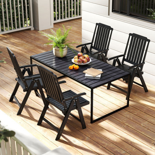 Foldable Patio Chair All-Weather HDPE Outdoor Dining Chair with Armrest-Gray