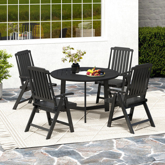 Foldable Patio Chair All-Weather HDPE Outdoor Dining Chair with Armrest-Gray