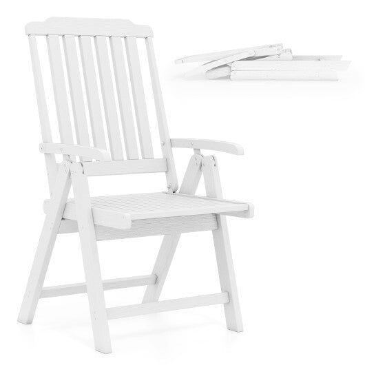 Foldable Patio Chair All-Weather HDPE Outdoor Dining Chair with Armrest-Gray