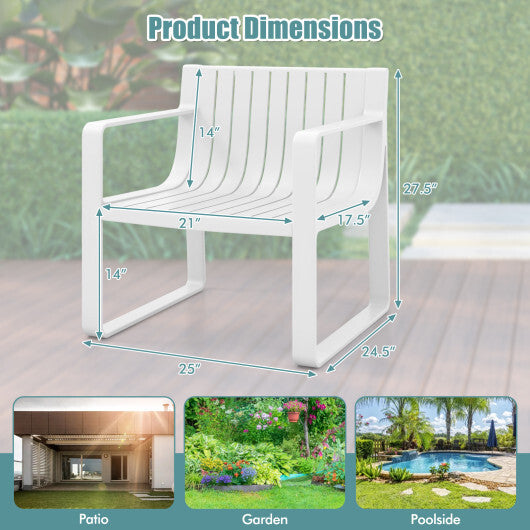 Patio Chairs Set of 2 with Curved Backrests and Seats-Blue
