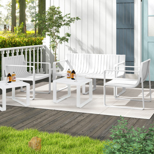 Patio Chairs Set of 2 with Curved Backrests and Seats-Blue