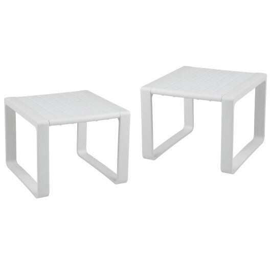 Weather Resistant Adirondack Outdoor Side Table Set of 2-Blue