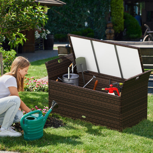 Outdoor Bench with Hand-woven PE Rattan Wicker and Side Handles-Gray