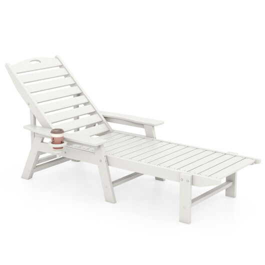 Patio Chaise Lounge Chair with 4 Position Backrest-White