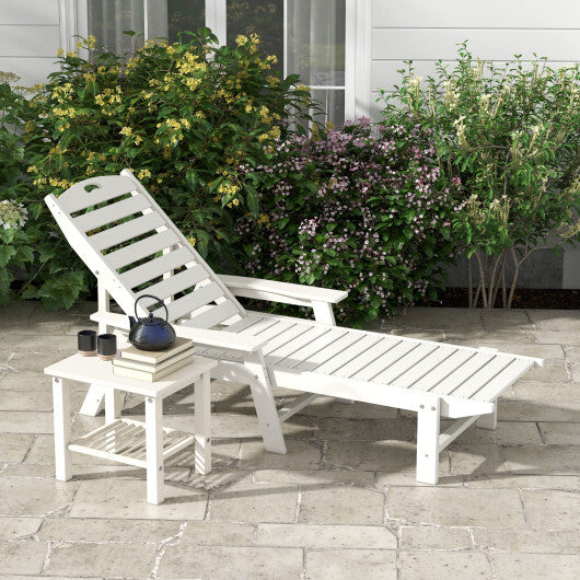 Patio Chaise Lounge Chair with 4 Position Backrest-White