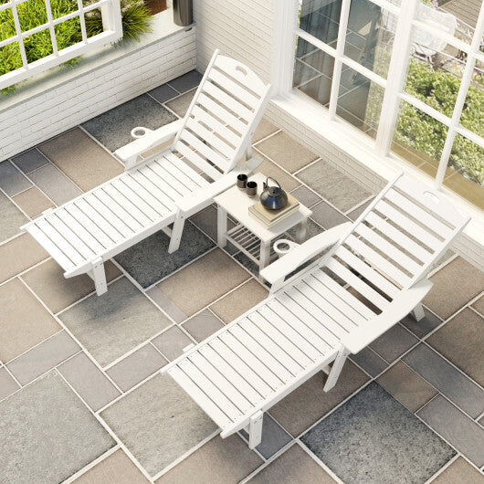 Patio Chaise Lounge Chair with 4 Position Backrest-White