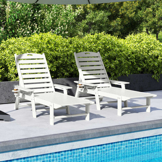 Patio Chaise Lounge Chair with 4 Position Backrest-White