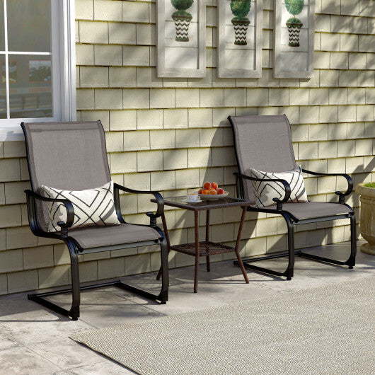 Set of 2 Patio Chairs with Quick-drying and Breathable Fabric for Backyard-Brown
