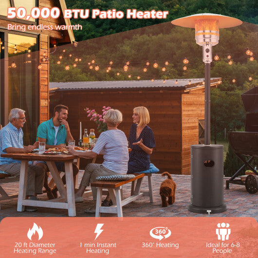 50000 BTU Propane Patio Heater with Round Table Design-Brown