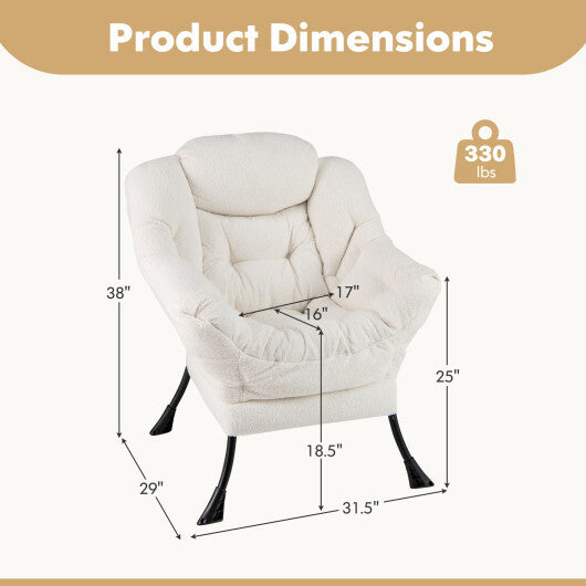 Sherpa Upholstered?Accent Chair?with Cozy Head Pillow-Beige